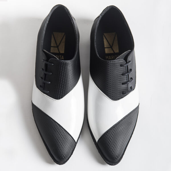 Dali Pointy Longwing Black & White Shoes | Marita Moreno